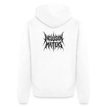 Inklusion ist wichtig – Sonderpädagogik – Freundli - Unisex Premium Bio Zip Hoodie - Weiß - Hinten - Thijin (182cm)