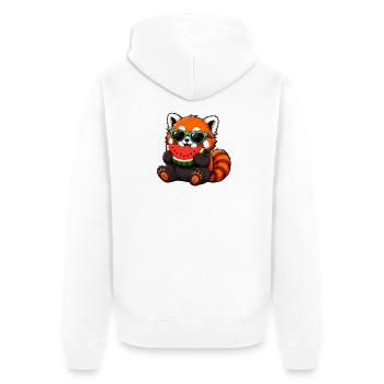 Panda rouge avec pastèque - Veste à capuche bio Premium Unisexe - blanc - Dos - Thijin (182cm)