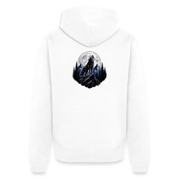 Loup lunaire sur des sommets rocheux - Veste à capuche bio Premium Unisexe - blanc - Dos - Thijin (182cm)