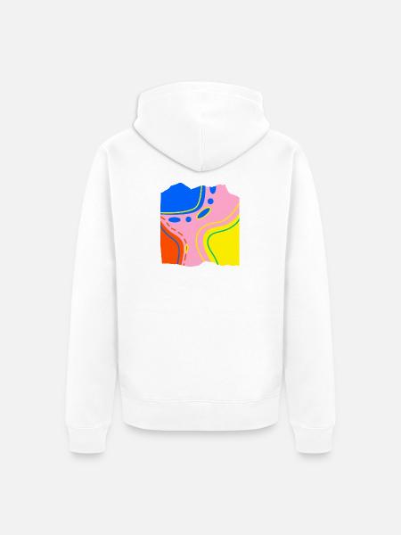 Abstraktes Farbfluss Kunstwerk - Unisex Premium Bio Zip Hoodie - Weiß