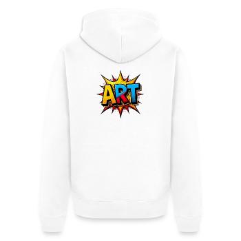 Pop Art « ART » – Création typographique artistique voyante - Veste à capuche bio Premium Unisexe - blanc - Dos - Thijin (182cm)