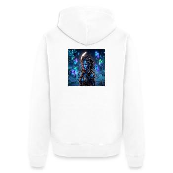 Blaue Kristallsirene - Unisex Premium Bio Zip Hoodie - Weiß - Hinten - Thijin (182cm)