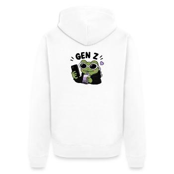 Grenouille de la génération Z avec une esthétique de mème drôle à la Boba Kawaii - Veste à capuche bio Premium Unisexe - blanc - Dos - Thijin (182cm)