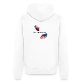 be different - Unisex Premium Organic Zip Hoodie - white - Back - Thijin (182cm)