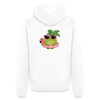 Sommerlicher Frosch mit Sonnenbrille und Flamingo  - Unisex Premium Bio Zip Hoodie - Weiß - Hinten - Thijin (182cm)
