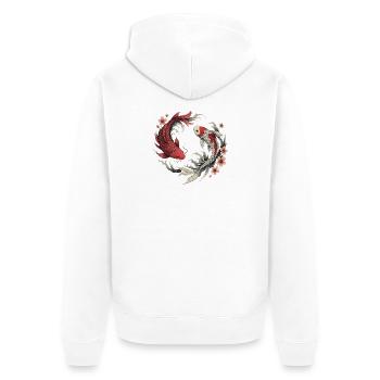 Harmonie du poisson koi - Veste à capuche bio Premium Unisexe - blanc - Dos - Thijin (182cm)