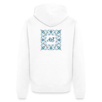 Lettrage orné « ART » – Design créatif - Veste à capuche bio Premium Unisexe - blanc - Dos - Thijin (182cm)