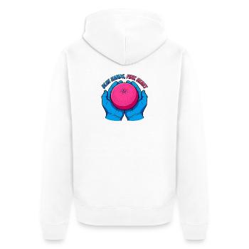 Blue Hands and Pink Fruit – Pop Art - Unisex Premium Bio Zip Hoodie - Weiß - Hinten - Thijin (182cm)