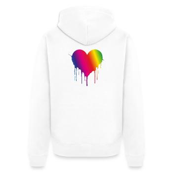 Cœur Arc-en-ciel Goutte - Veste à capuche bio Premium Unisexe - blanc - Dos - Thijin (182cm)