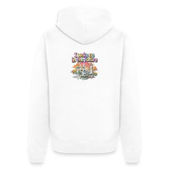 Je me réveille dans le futur Retro Futurisme Utopia City - Veste à capuche bio Premium Unisexe - blanc - Dos - Thijin (182cm)