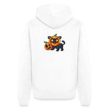 Chat Halloween Citrouille mignonne - Veste à capuche bio Premium Unisexe - blanc - Dos - Thijin (182cm)