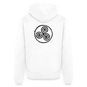 Emblème en spirale du trisquet - Veste à capuche bio Premium Unisexe - blanc - Dos - Thijin (182cm)