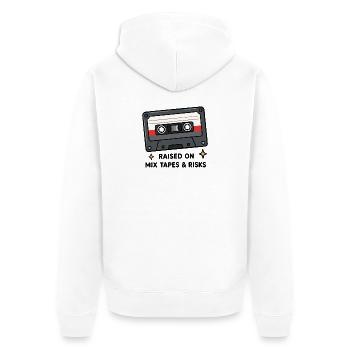 Cassette rétro Cassette Musi vintage années 80 et 90 - Veste à capuche bio Premium Unisexe - blanc - Dos - Thijin (182cm)
