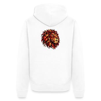 Motif géométrique de lion de feu - Veste à capuche bio Premium Unisexe - blanc - Dos - Thijin (182cm)