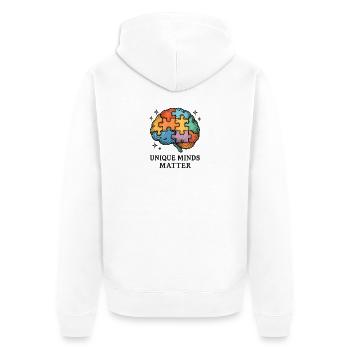 Buntes Puzzlehirn: Einzigartige Köpfe - Unisex Premium Bio Zip Hoodie - Weiß - Hinten - Thijin (182cm)
