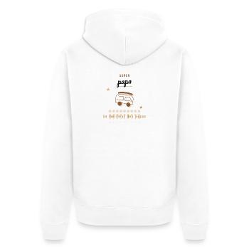 PAPA. FÊTE DES PÈRES. BONNE FÊTE PAPA. BONNE FÊTE - Veste à capuche bio Premium Unisexe - blanc - Dos - Thijin (182cm)