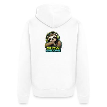 Faultier - Slow Groove - Unisex Premium Bio Zip Hoodie - Weiß - Hinten - Thijin (182cm)