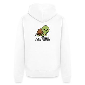 La progression lente reste du progrès mignonne tortue de Kawaii - Veste à capuche bio Premium Unisexe - blanc - Dos - Thijin (182cm)