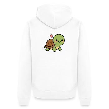 Süße Kawaii-Schildkröte mit Herz – niedliche Tierliebe - Unisex Premium Bio Zip Hoodie - Weiß - Hinten - Thijin (182cm)