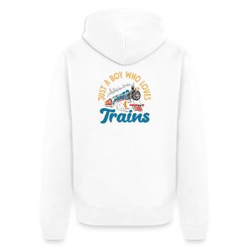 Qui a poussé l’humour drôle sur la locomotive de train - Veste à capuche bio Premium Unisexe - blanc - Dos - Thijin (182cm)