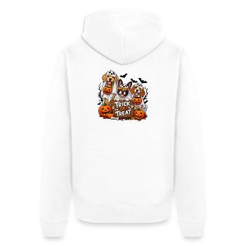Halloween-Hunde Süßes oder Saures - Unisex Premium Bio Zip Hoodie - Weiß - Hinten - Thijin (182cm)