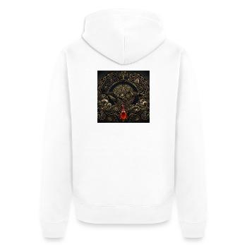 Mechanischer Wal mit rotem Edelstein - Unisex Premium Bio Zip Hoodie - Weiß - Hinten - Thijin (182cm)