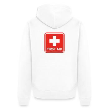First Aid Red Medical Cross Healthcare Safety  - Veste à capuche bio Premium Unisexe - blanc - Dos - Thijin (182cm)