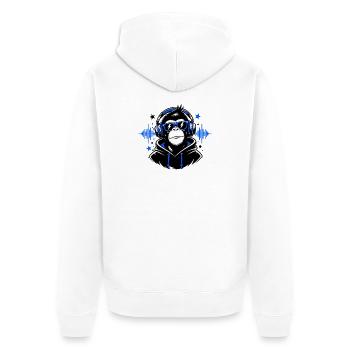 DJ-Affe mit Kopfhörern - Unisex Premium Bio Zip Hoodie - Weiß - Hinten - Thijin (182cm)