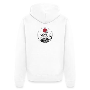 JAPANESE WOLF - Unisex Premium Bio Zip Hoodie - Weiß - Hinten - Thijin (182cm)