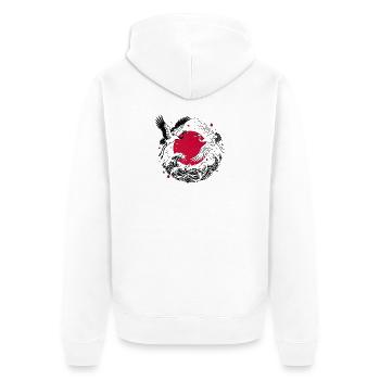 Japanese Cranes - Unisex Premium Organic Zip Hoodie - white - Back - Thijin (182cm)