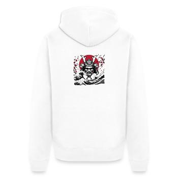Oni Demon - Unisex Premium Organic Zip Hoodie - white - Back - Thijin (182cm)