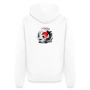 KOI FISH YIN YANG - Unisex Premium Bio Zip Hoodie - Weiß - Hinten - Thijin (182cm)