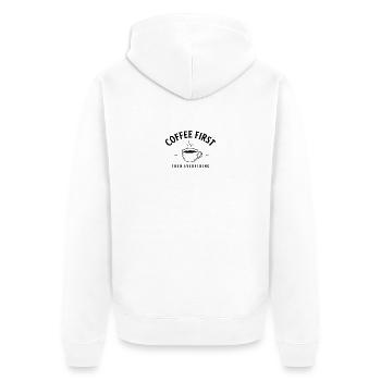 Café d’abord, puis tout – Kaffee - Veste à capuche bio Premium Unisexe - blanc - Dos - Thijin (182cm)