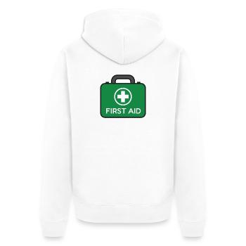 Erste-Hilfe-Medizinkasten - Unisex Premium Bio Zip Hoodie - Weiß - Hinten - Thijin (182cm)