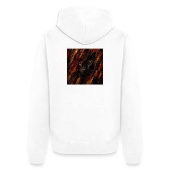 Abstrakter schwarzer Panther in bunten Flammen - Unisex Premium Bio Zip Hoodie - Weiß - Hinten - Thijin (182cm)