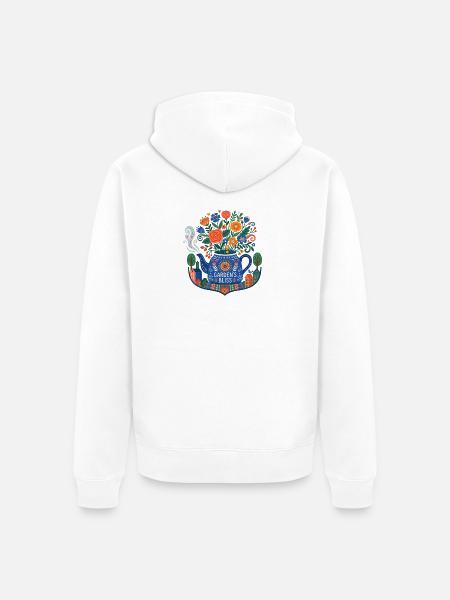 Floral Folk Krug – Gartens Glückseligkeit - Unisex Premium Bio Zip Hoodie - Weiß