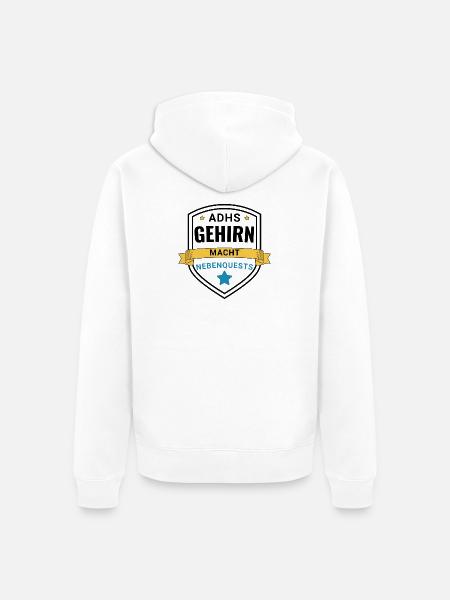 ADHS Gehirn macht Nebenquests - Unisex Premium Bio Zip Hoodie - Weiß