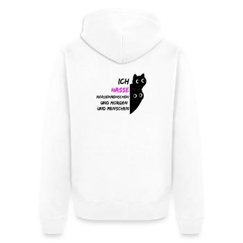 ICH HASSE MORGENMENSCHEN UND MORGEN UND MENSCHEN - Unisex Premium Bio Zip Hoodie - Weiß - Hinten - Thijin (182cm)