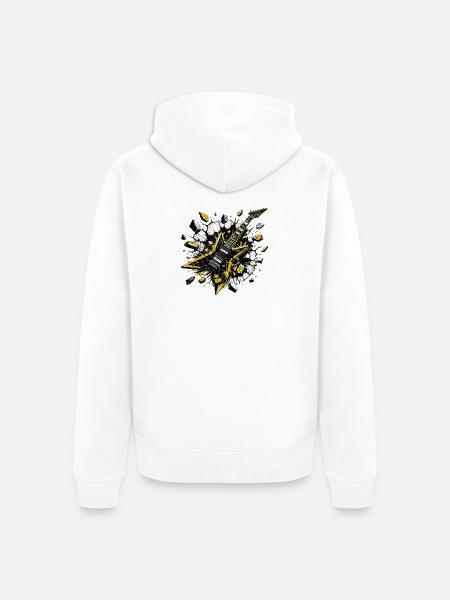 Explosive E-Gitarre – Thrash Metal Power Design - Unisex Premium Bio Zip Hoodie - Weiß