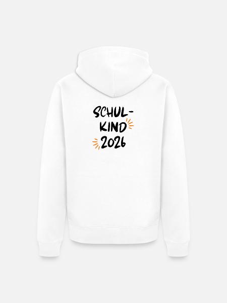 SCHULKIND 2026, EINSCHULUNG, ERSTKLÄSSLER, SCHULE - Unisex Premium Bio Zip Hoodie - Weiß