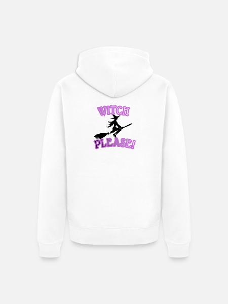 Hexen-Bitte-Besen-Silhouette - Unisex Premium Bio Zip Hoodie - Weiß