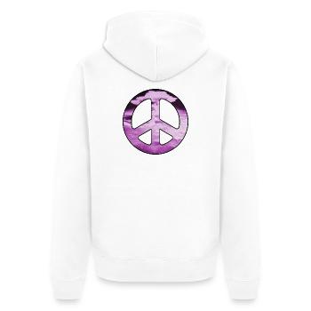 peace_pink - Unisex Premium Bio Zip Hoodie - Weiß - Hinten - Thijin (182cm)