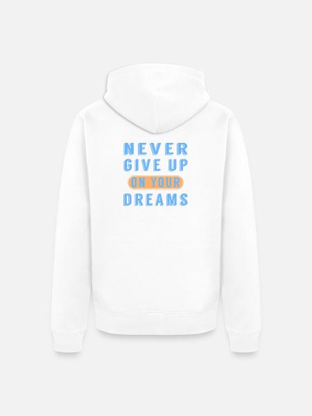 Träume Neon geben niemals auf - Unisex Premium Bio Zip Hoodie - Weiß