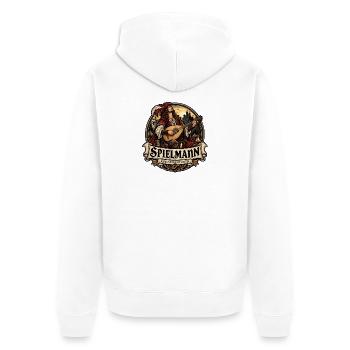 Spielmann – Musik verbindet Zeiten - Unisex Premium Bio Zip Hoodie - Weiß - Hinten - Thijin (182cm)