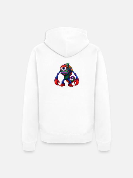 Lebendiges Einäugiges Monster - Unisex Premium Bio Zip Hoodie - Weiß