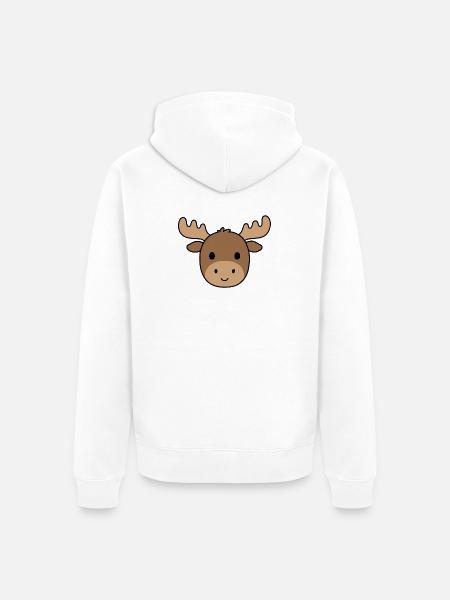 Niedliche Elchgesicht-Kritzelei - Unisex Premium Bio Zip Hoodie - Weiß
