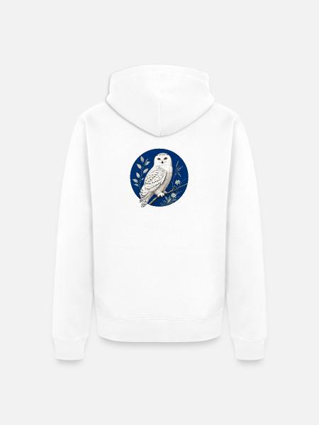Schneeeule Bubo-Skandiacus - Unisex Premium Bio Zip Hoodie - Weiß