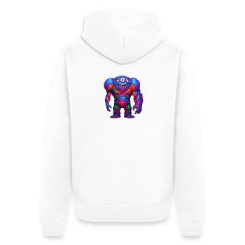 Lebendiges Regenbogenmonster - Unisex Premium Bio Zip Hoodie - Weiß - Hinten - Thijin (182cm)