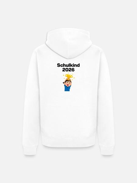 SCHULKIND 2026, EINSCHULUNG, ERSTKLÄSSLER, SCHULE - Unisex Premium Bio Zip Hoodie - Weiß