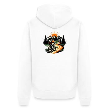 Mountain Bike Adventure – Cycling Outdoor Mountain - Unisex Premium Bio Zip Hoodie - Weiß - Hinten - Thijin (182cm)
